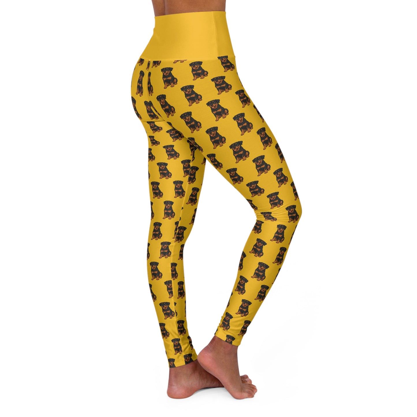 Rottweiler Yellow High-Waist Yoga Leggings
