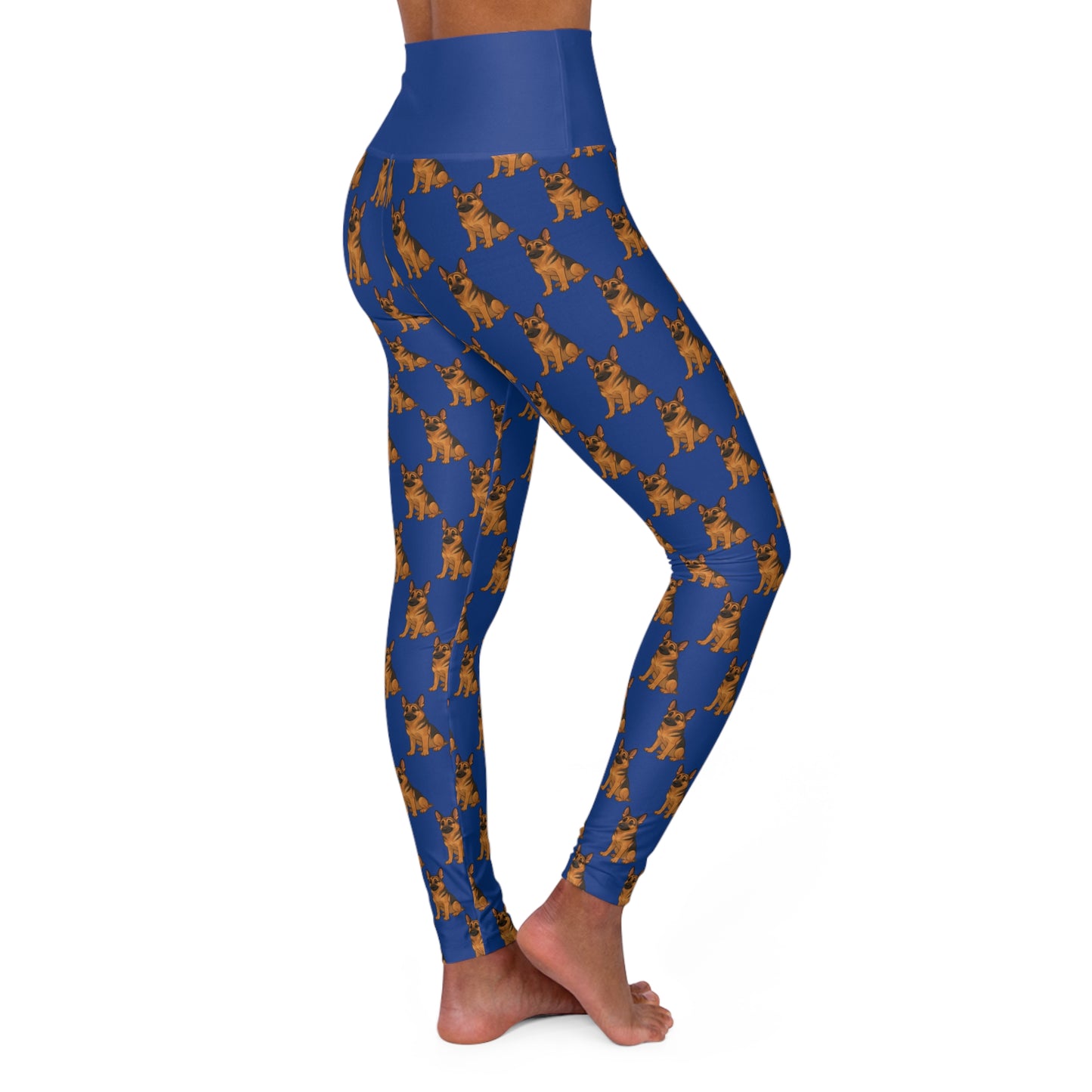 German Shepherd High-Waist Blue Yoga Leggings