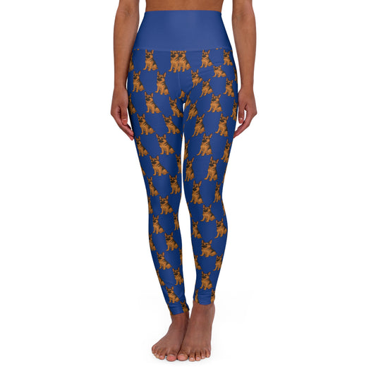 German Shepherd High-Waist Blue Yoga Leggings