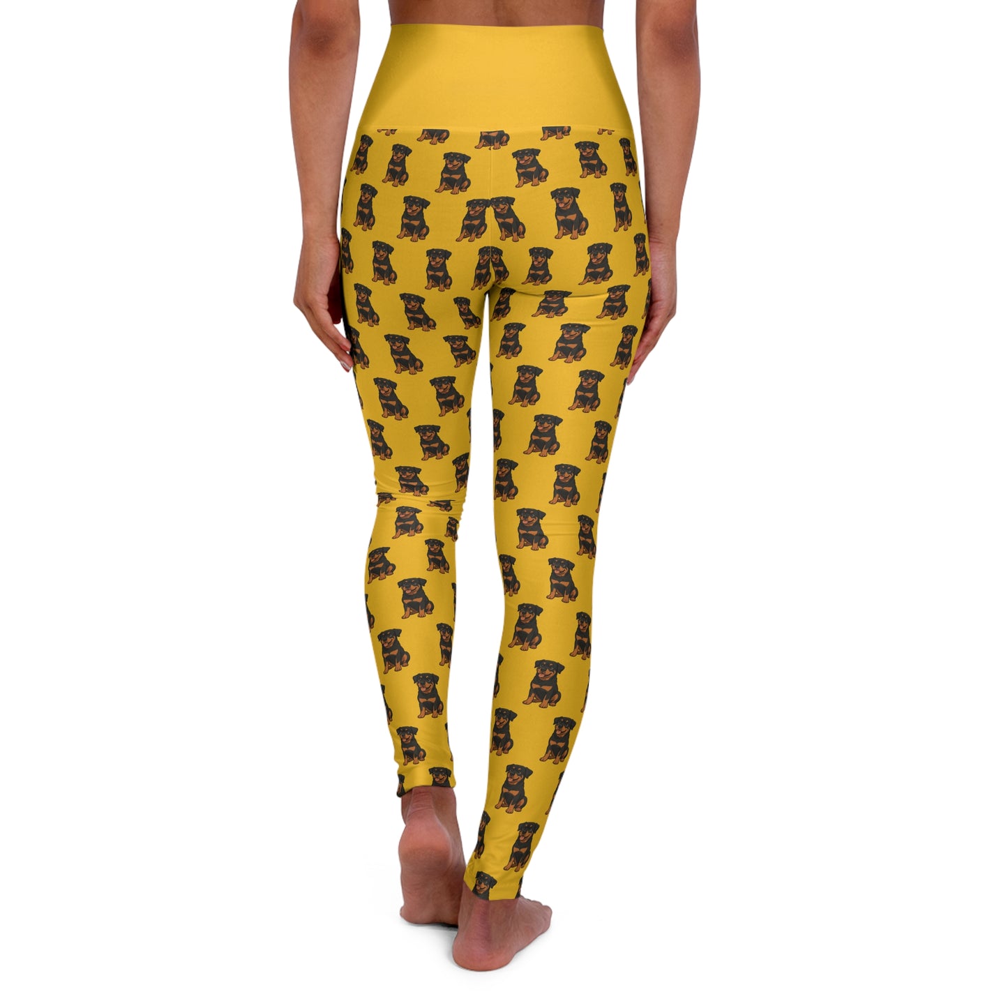 Rottweiler Yellow High-Waist Yoga Leggings