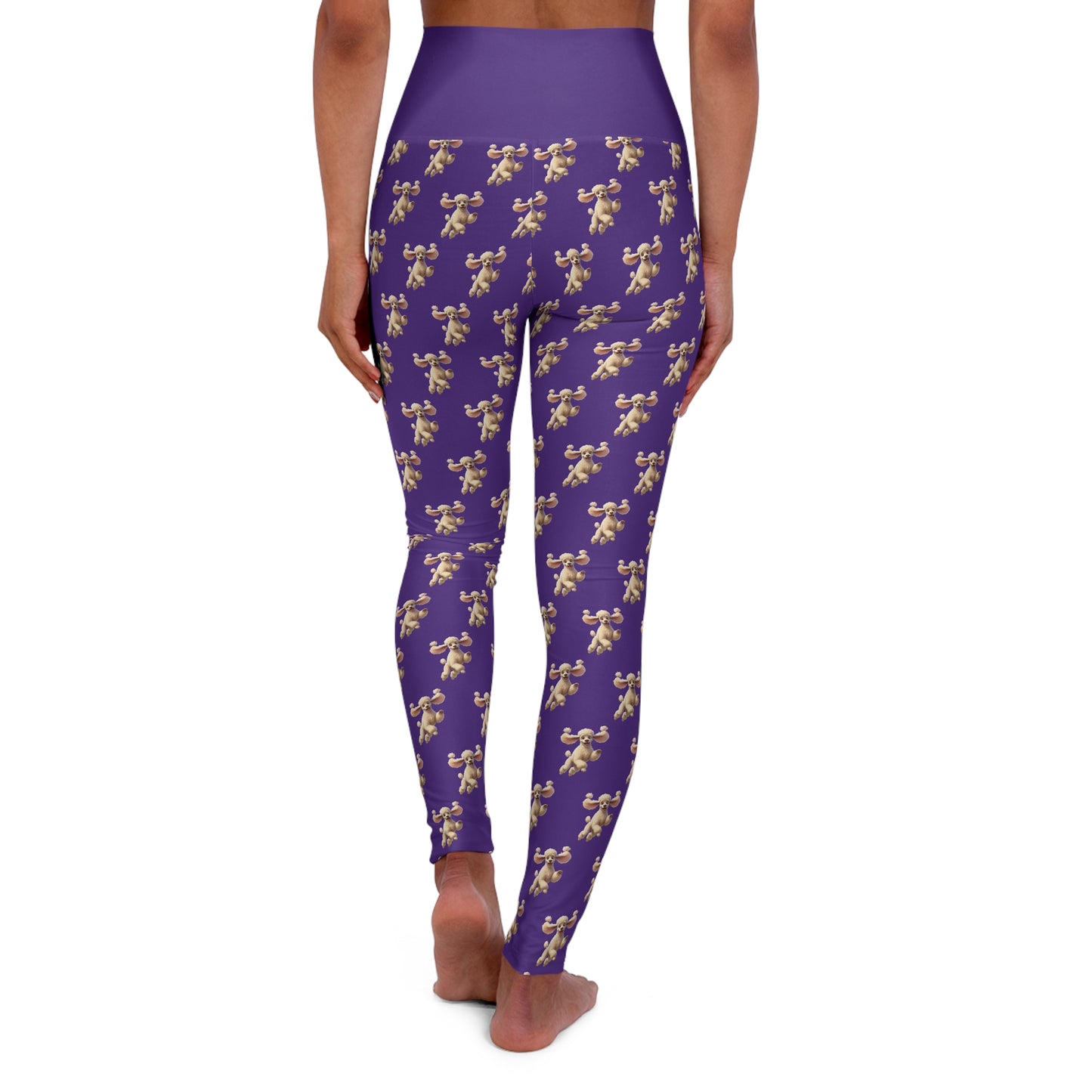 White Poodle High-Waist Purple Yoga Leggings