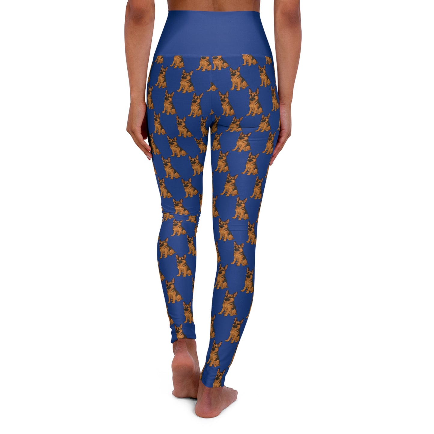 German Shepherd High-Waist Blue Yoga Leggings