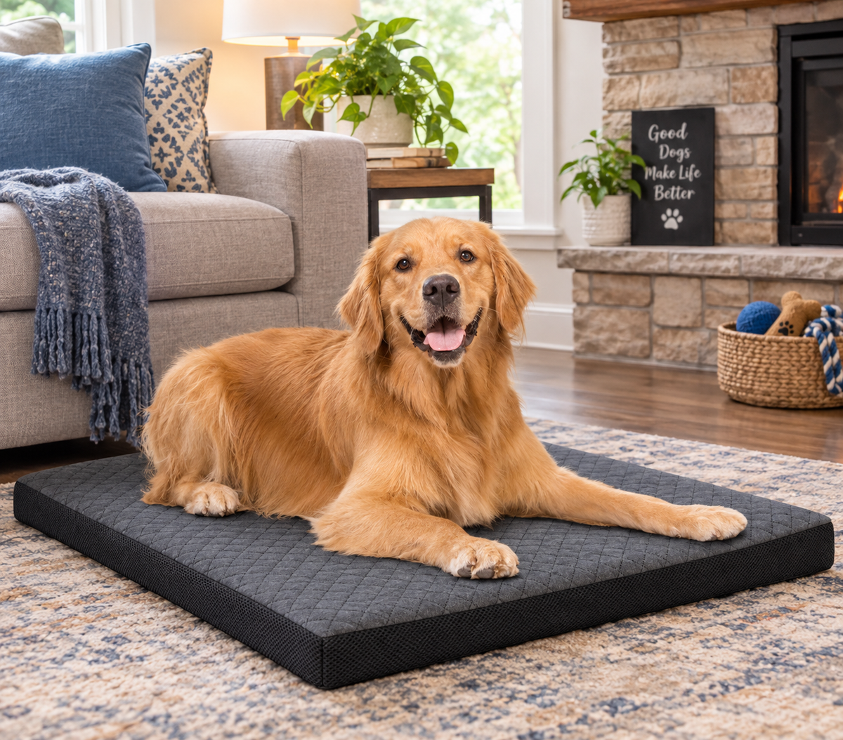 Aulase Indestructible Dog Beds Chew Proof Dog Crate Pad for Aggressive Chewer Washable Cover Quilted Dog Mat for CrateNon-Slip Bottom Kennel Pad Durable Dog Beds for Puppy (Gray 35" x 23")