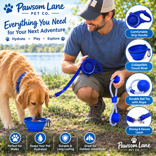 Pet Supplies With Water Bottle, Cup, Pet Rope