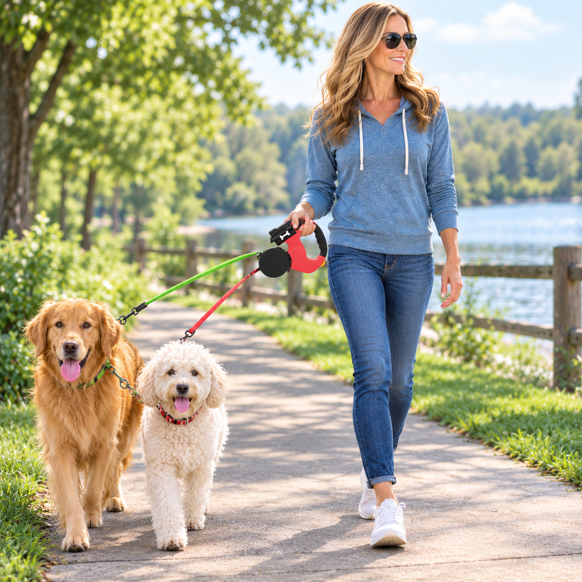 Auto Double Dog Leash