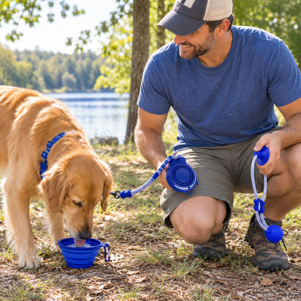 Pet Supplies With Water Bottle, Cup, Pet Rope